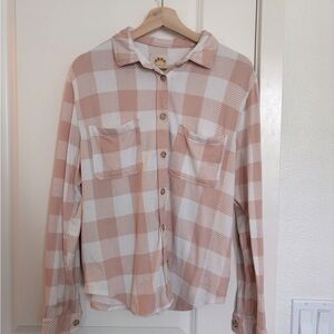 C&C California Peach and Cream Plaid Shirt
